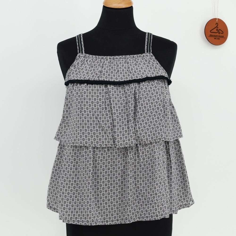HOUSE OF HARLOW 1960 OZZIE‎ IVORY RUFFLE TOP